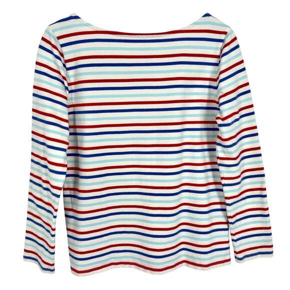 Talbots Sz Medium Red White Blue Patriotic Blouse Shirt Top Summer Artsy Mature - Picture 5 of 5